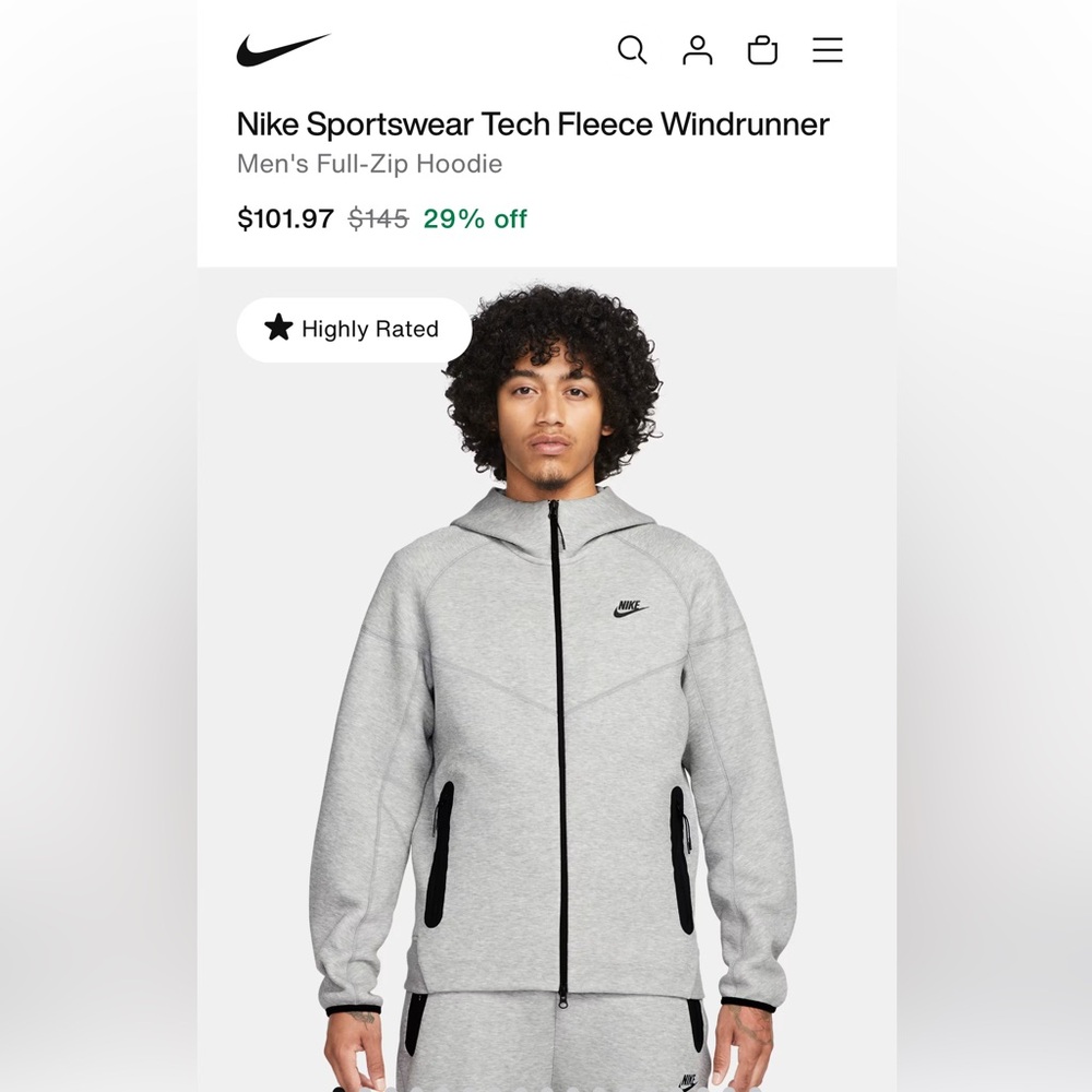 Nike Gray Tech Fleece Windrunner Jacket